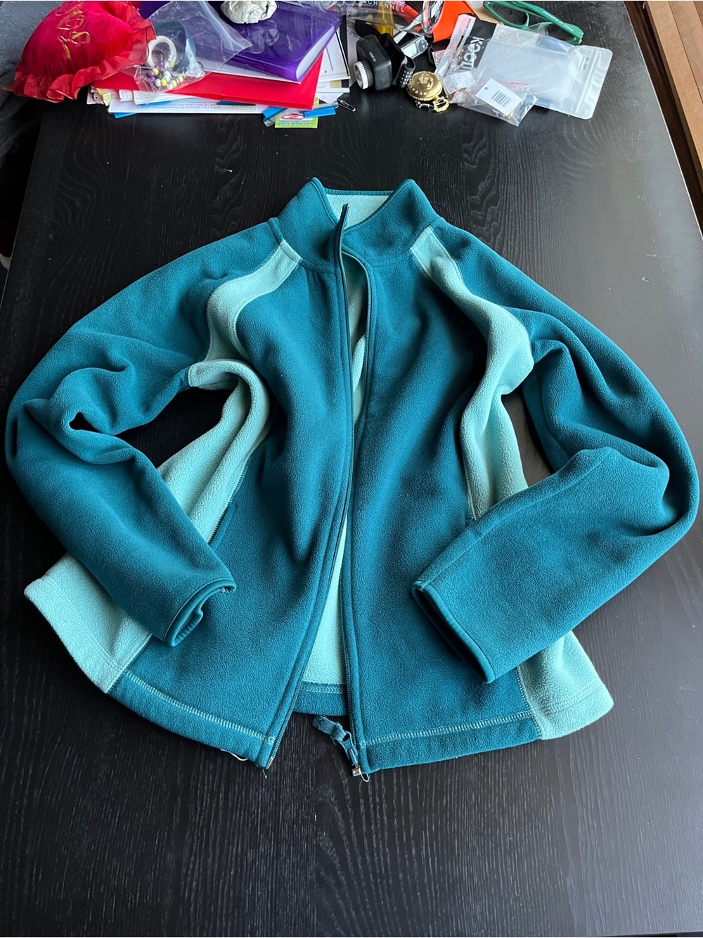 SB Active Small Teal Blue Full Zip Fleece Jacket Soft Warm Cozy